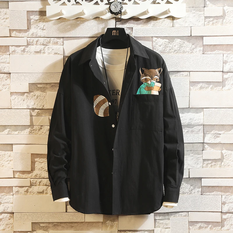 

New Mens Printed Cotton Dress Shirts Male High Quality Long Sleeve Casual Shirt Plus Size White shirt Black Ropa Hombre Elegante