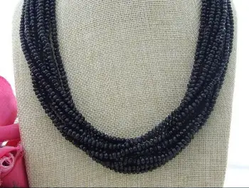 

Beautiful 10Strands Black Crystal 18" Necklace CZ Clasp