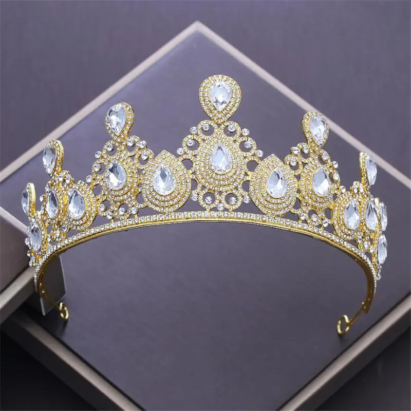 

Baroque Bride crown tiara women wedding accessories prom headdress female crystal rhinestone luxury princess crown hair jewelry