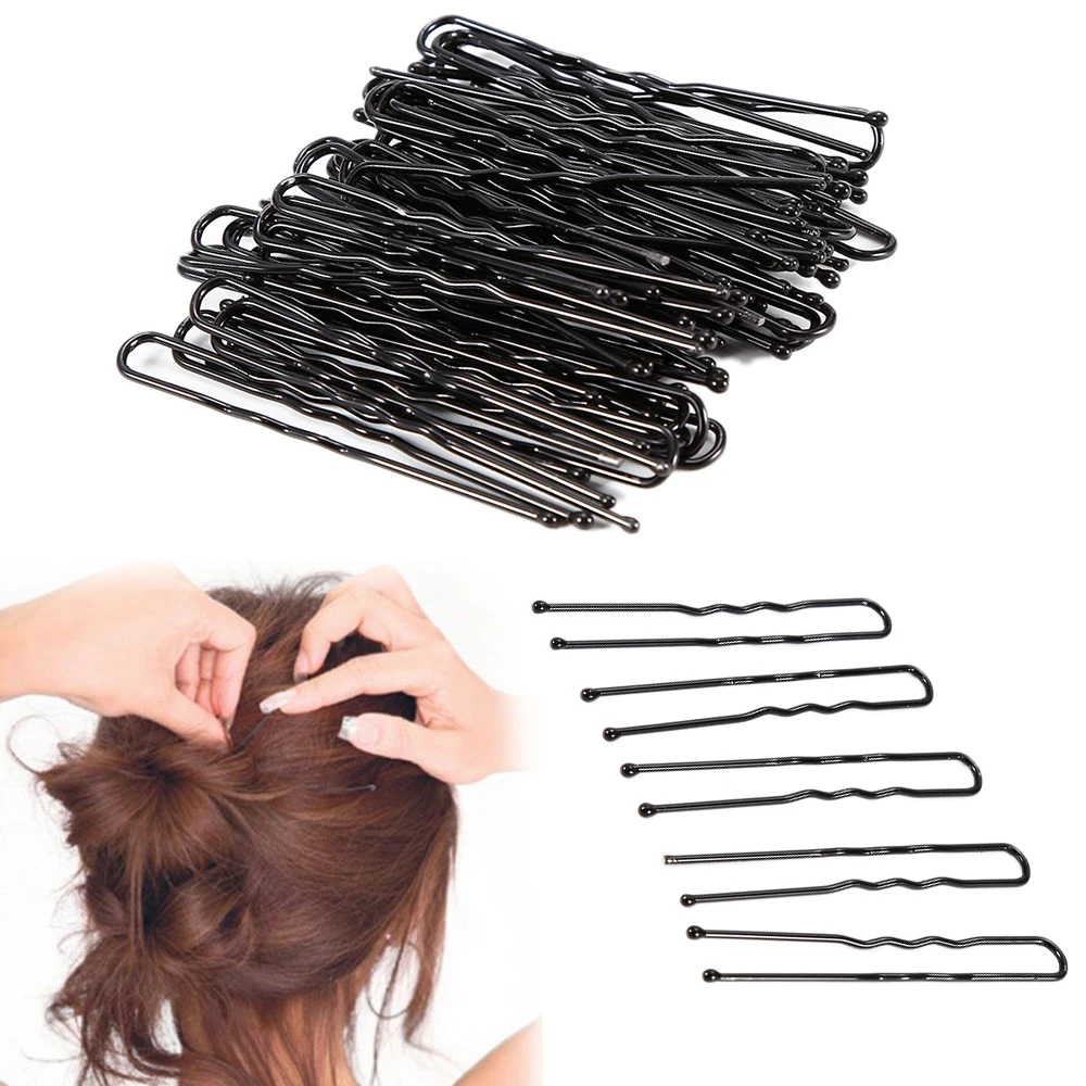 50pcs/lot U Shaped Hairpin Hair Clips Pins Metal Barrette Women Hair Styling Tools Accessories Braided hair Tool