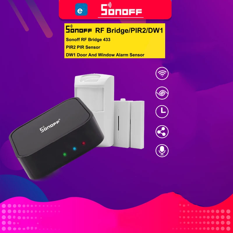 Sonoff RF Bridge 433MHZ Wifi Wireless Signal Converter PIR 2 Sensor