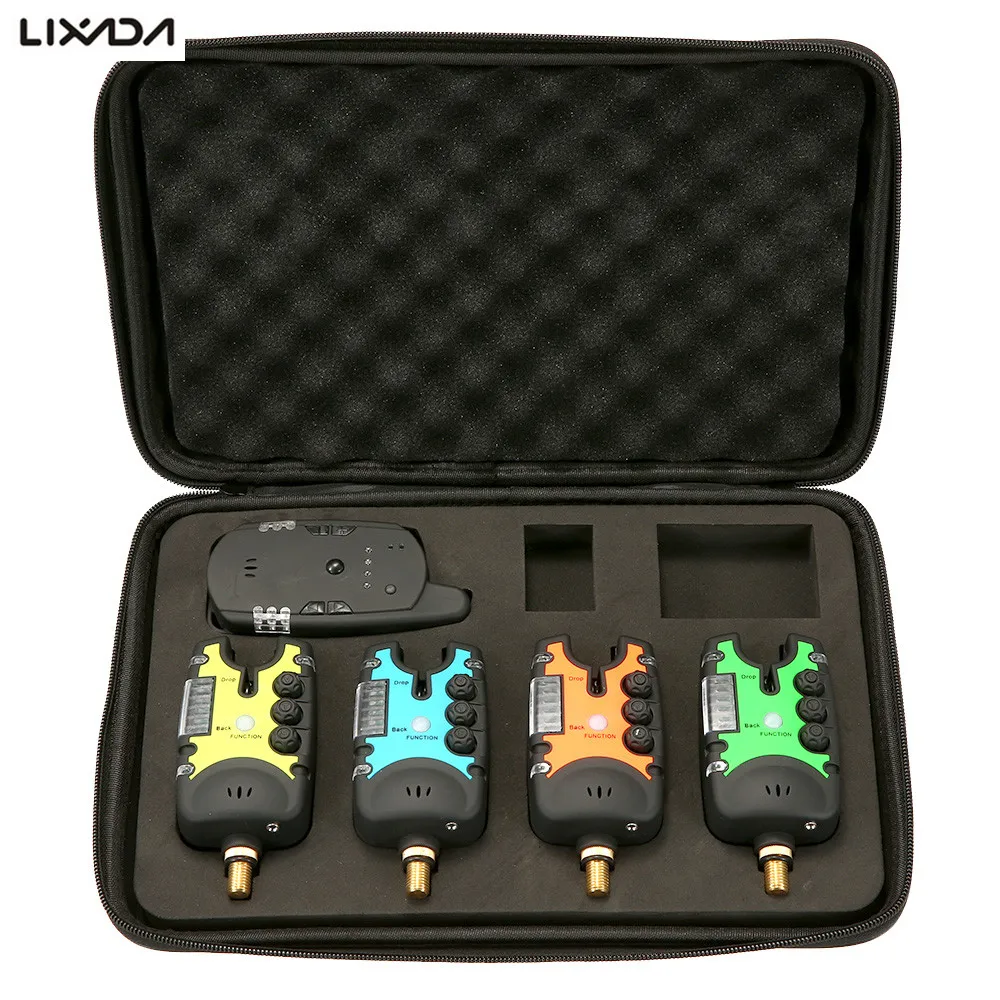 

Lixada New RGB Wireless Fishing Bite Alarms Set Digital LED Alarm Indicator Alert Bell Receiver Tone Volume Sensitivity JY-27B