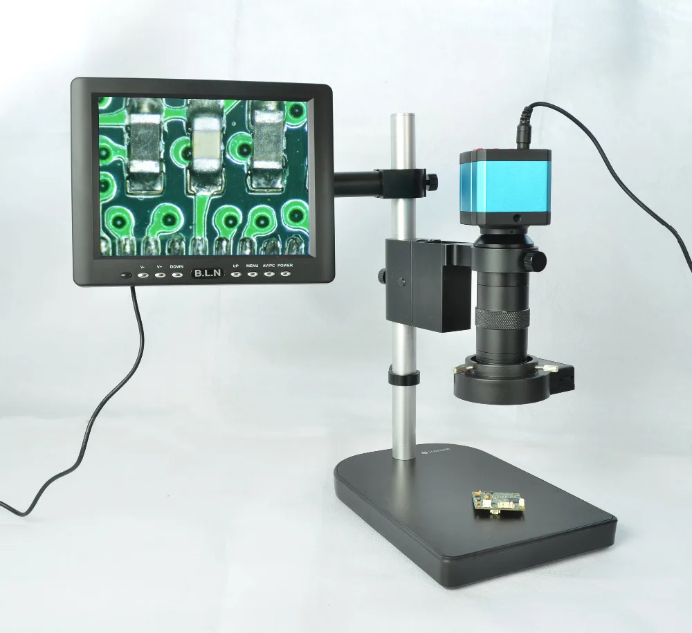 

14MP HDMI USB Microscope Camera Kit Industrial Video 100X C-mount Lens 40 LED Light 8" HD LCD Monitor for PCB Mobile Repair