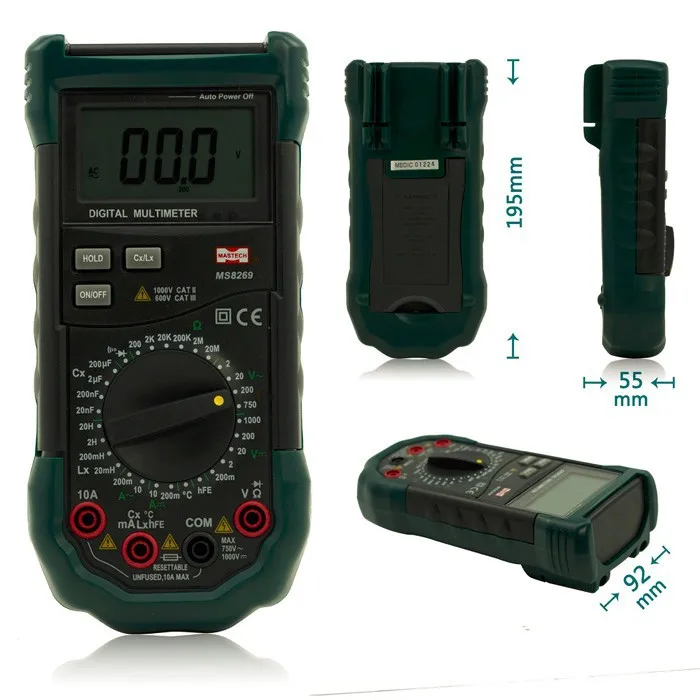 

Mastech MY60 Digital Multimeter AC/DC Voltage Current Resistance Diode hFE Continuity buzzer Tecrep Tester Diagnostic-tool