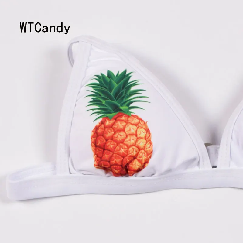 WTCandy печати бикини ананас Сексуальная Микро плавание одежда для женщин Винтаж