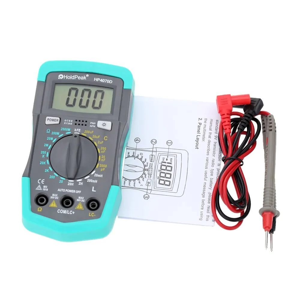 

HP4070D Mini Digital Multimeter Resistance Meter Capacitance Tester Inductance Transistor Test HoldPeak Electrical Instruments