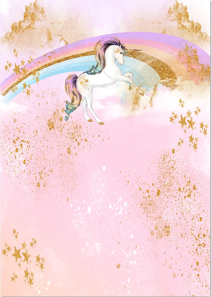 5x7FT Gold Stars Rainbow Sky Unicorn Baby Shower Custom Photography ...