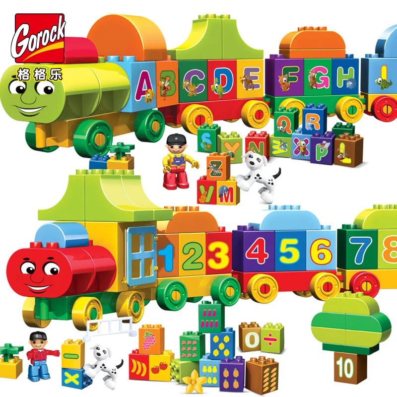 

GOROCK Large Size Number Letter Train Building Blocks Education Bricks Toys For Children Compatible With Duplos Gift