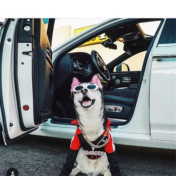 

GUCY Hip Hop Dainty Pink Ears Siberian Husky Dog Puppy Pet Animal Unique Necklace&Pendant Cubic Zircon Silver Color Gift For Men