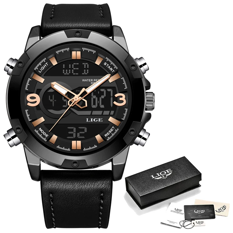 Relojes Hombre 2019 Новинка LIGE мужские s часы лучший бренд класса люкс кварцевые с двойным
