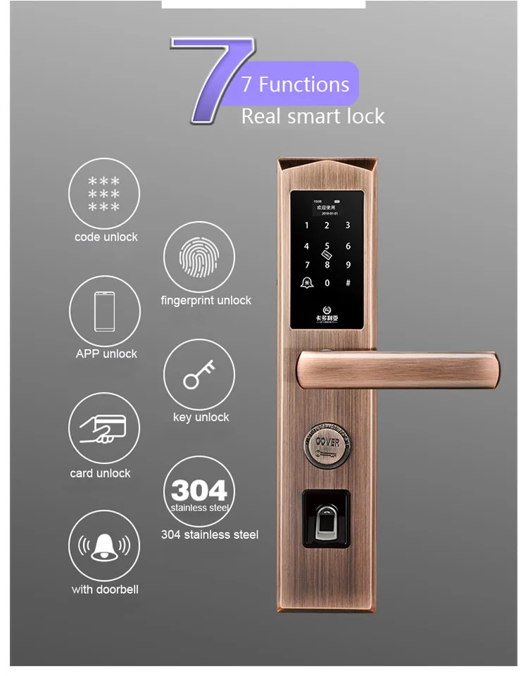 App Bluetooth Wifi Gateway Doorlock Fingerprint Smart Lock
