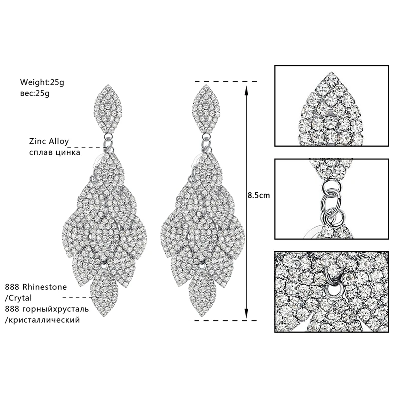 Mecresh с украшением в виде кристаллов Свадебные Длинные Позолоченные каплевидные