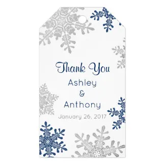 

2x3.5inch Navy Silver Snowflake Winter Winter Thank You Gift Tags