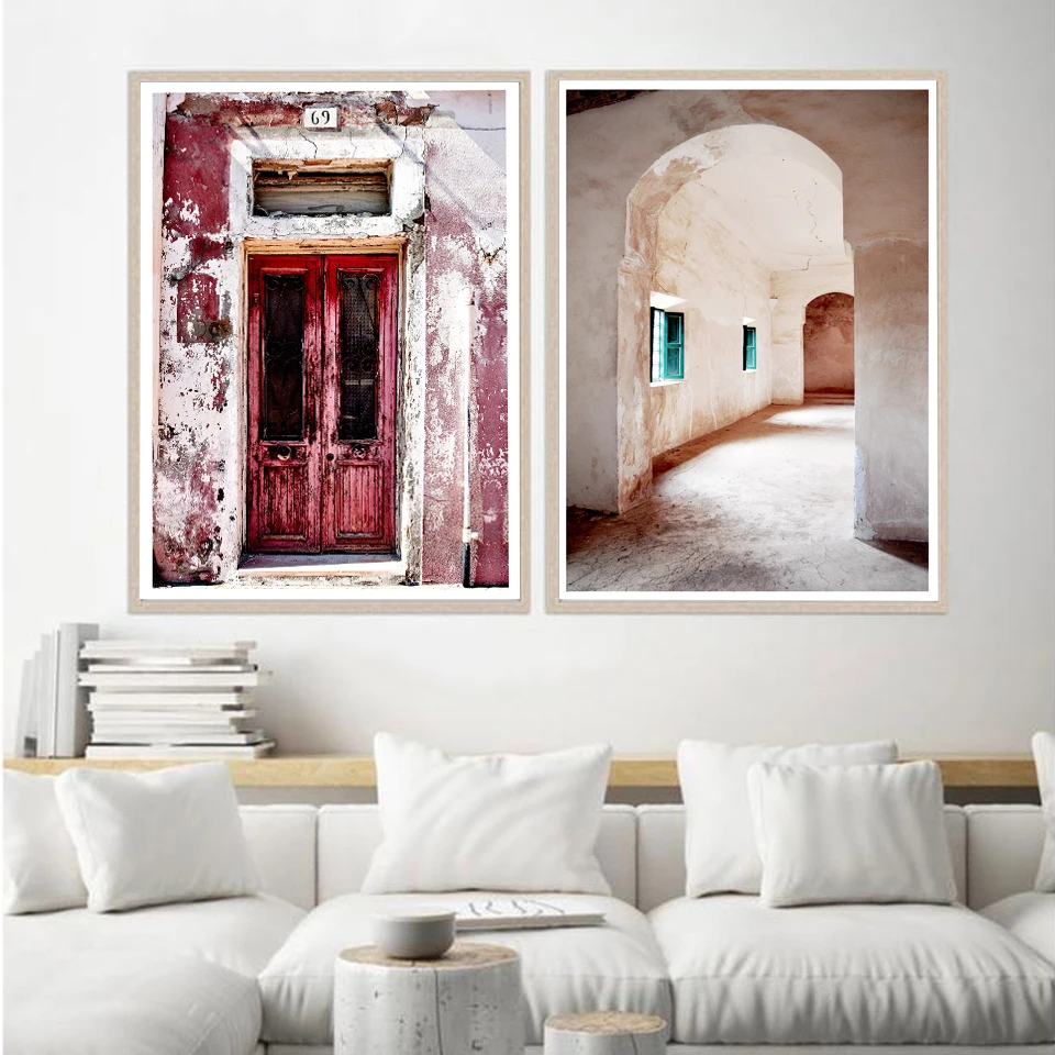 Скандинавский мрамор розовый 69 в Венеции двери Ретро плакаты и принты стены искусства холст живопись настенные картины для гостиной без рамки