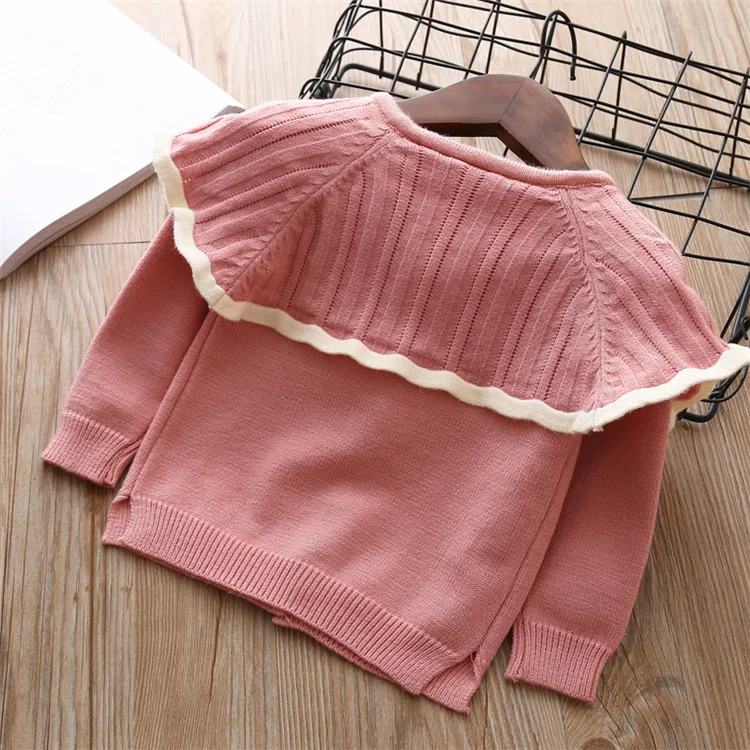 Fanfiluca Toddler Girls Cardigan Cute Baby Girl Cotton Knit Sweaters Autumn Long Sleeve Outerwear Fashion Kids Sweaters For 1-5T0011