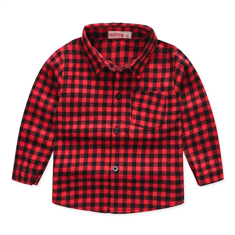 JOMAKE/Новые Детские рубашки для мальчиков модные классические повседневные рубашки в клетку для детей от 2 до 10 лет, блузки для мальчиков и девочек одежда на весну и осень - Цвет: Red Small Plaid