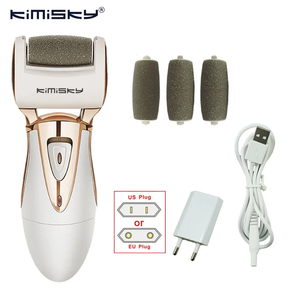 Ferramenta de Cuidados com os Pés Cabeças de Rolo Kimisky Ouro Recarregável Pedicure Cuidados Pessoais pé Esfoliante Elétrica Ferramentas 3pcs Pés 7 Instrumento cuidados c/ pés