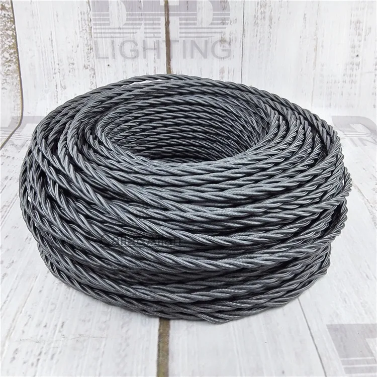 

3x0.75 Vintage fabric Wire Twisted Cable Retro Braided Electrical Wire DIY pendant lamp wire double insulated vintage lamp cord
