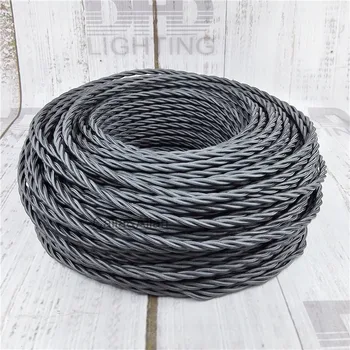 

3x0.75 Vintage fabric Wire Twisted Cable Retro Braided Electrical Wire DIY pendant lamp wire double insulated vintage lamp cord