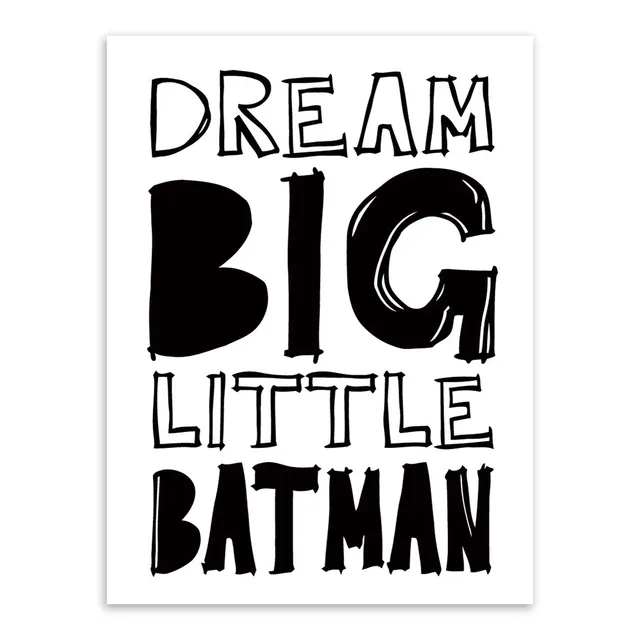 Nordique Kawaii Noir Blanc Super Heros Hippie Citation Affiches Garcon Enfants Mignon Chambre Art Mural Toile Peinture Decor A La Maison Imprimer Photo Aliexpress