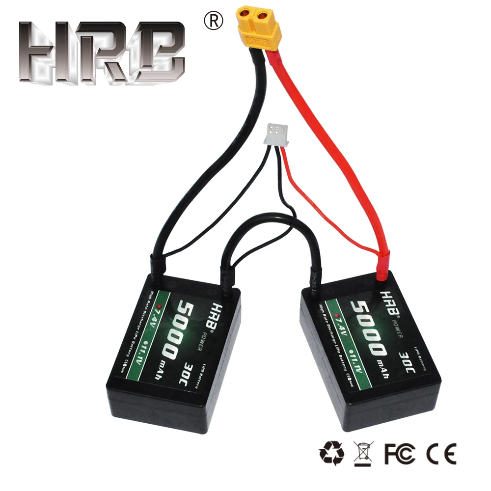 

HRB Hard case Lipo Battery 2S3P 2S 7.4V 5000mah 30C Deans T XT60 EC5 TRX Hardcase For ROAR B44 RC Scale Cars Boat Airplane Parts