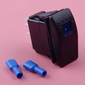 

DWCX 7 Pin Marine Car Blue LED DPDT 12V 24V ON-OFF-ON Momentary Rocker Switch