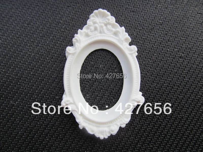 

5pcs Oval Flatback White Resin Picture/Cabochon/Cameo Frame Charm Finding,Filigree Border Base setting Tray for 30x40mm Cabochon