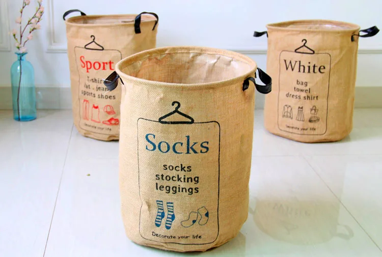 23x29 سنتيمتر اليابانية القطن البقالة سلة الغسيل تخزين برميل الأخضر التعميم صندوق تخزين