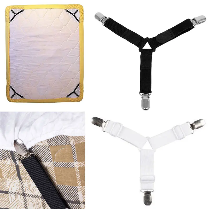 

4 Pcs Bed Sheet Adjustable Clip Holder Mattress Blankets Grippers Cover Fasteners With Metal Clips