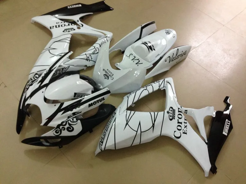 

Custom white black Fairing kit for SUZUKI GSXR600 750 06 07 GSXR600 GSXR750 GSX-R600 750 K6 2006 2007 Fairings set+gifts SG02