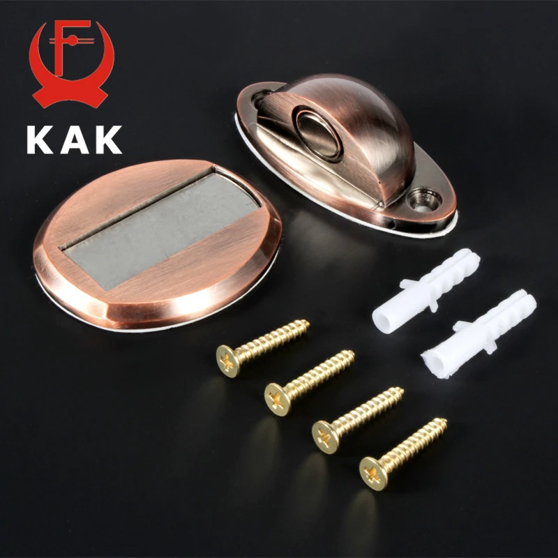 KAK Thicknessed Zinc Alloy Magnetic Door Stopper Sticker Hidden Door Holders Catch Floor Nail-free Doorstop Hardware