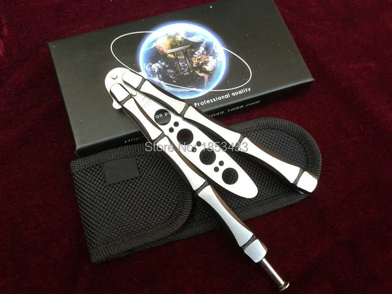 

Stainless Steel knife Butterfly Training Knife bamboo shape rivets butterfly knife gaming tool knife free shipping