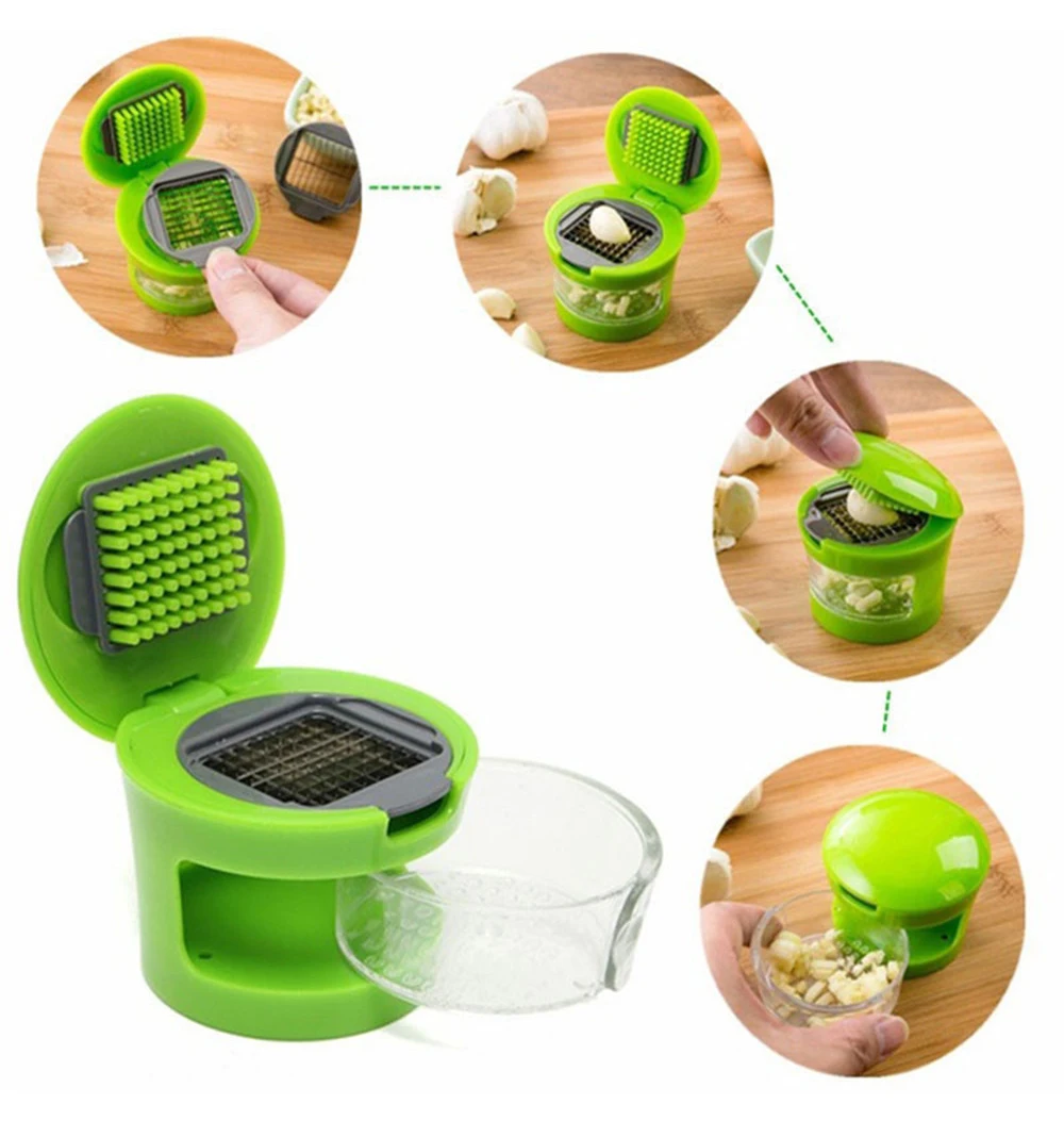 Mini Portable Garlic Grater ABS Stainless Steel Chopper Slicer Hand Presser Grinder Crusher Kitchen Tool Garlic Presse