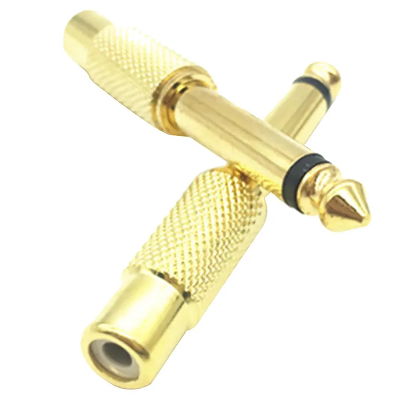 2pcs позолоченный 6 35 мм 1/4 &quotштекер в RCA гнездо 5 аудио стерео адаптер Разъем