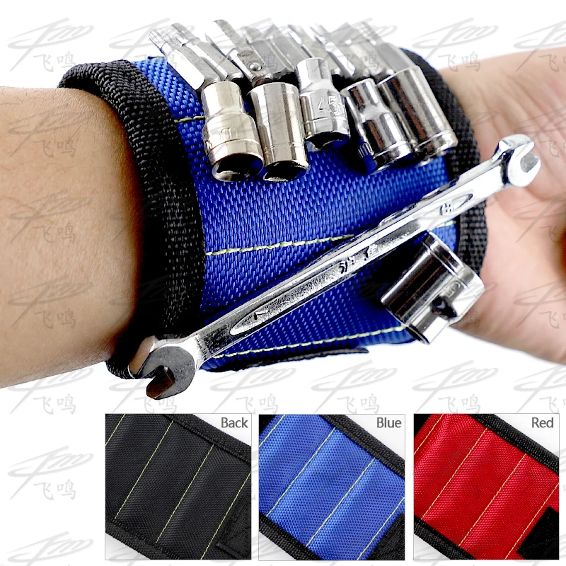 Polyester Magnetic Wristband Portable Tool Bag Electrician Wrist Tool Belt Screws Nails Drill Bits Holder Repair Tools