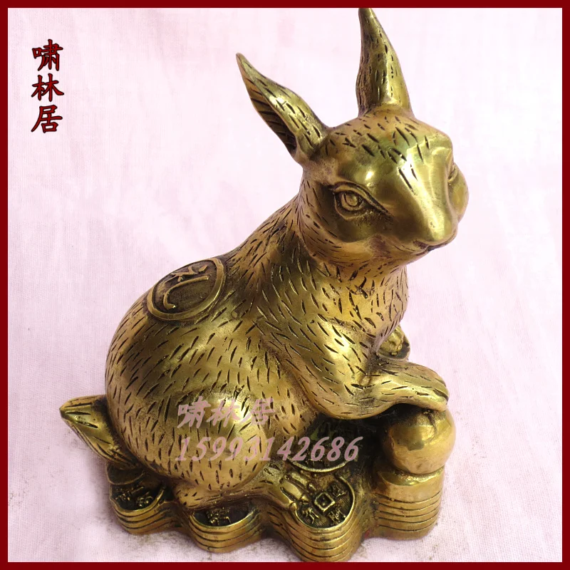 

Carving Work of Art Bronze lucky decoration feng shui products copper rabbit crafts zodiac rabbit decoration