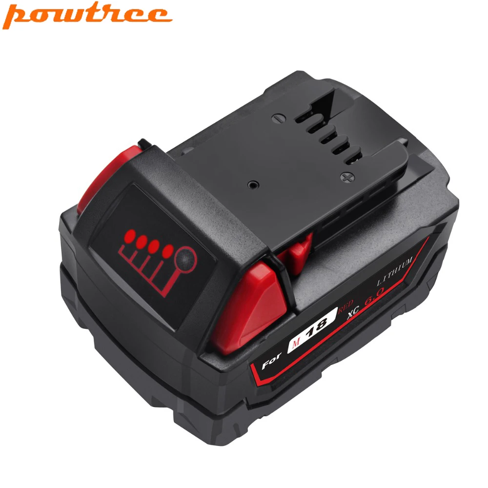 Powtree 2 шт 6000 mAh 18 V для Milwaukee M18 электроинструменты литий-ионная батарея замена Milwaukee 48-11-1811 48-11-1815 48-11-1820 4