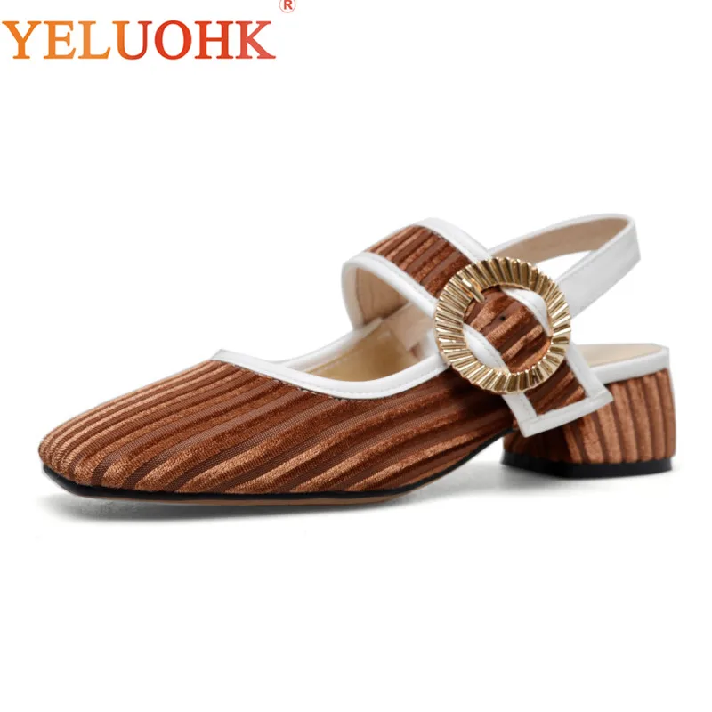 

Women Pumps 2018 Med Heel Shoes Spring Autumn Shoes Women Heels High Quality 3 CM