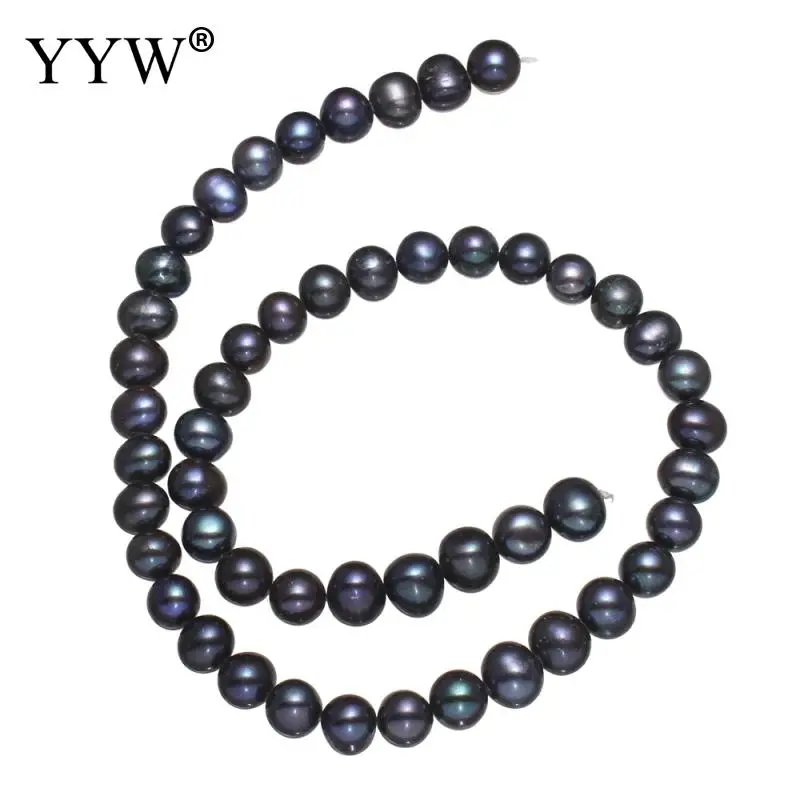 

YYW High Quality 8-9mm 100% Natural Freshwater Pearl Beads black Pearl Round Loose Beads DIY Necklace Bracelat Jewelry Making