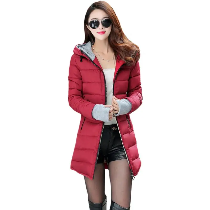 Winter Women Fashion Warm Long Thermal Down Cotton Coat Thicken Padded