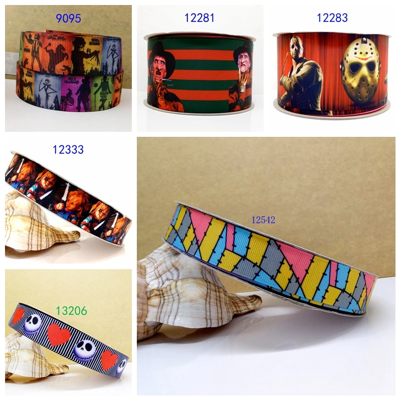 

Free shipping 50 yard Halloween ribbon printed grosgrain ribbon 12542