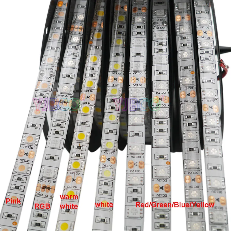 

High quality 5M 5050 SMD Led Strip Light tape;60LEDs/m;White/Warm White/Red/Green/Yellow/Blue/Pink/RGB/UV/RGBW/RGBWW;DC12V