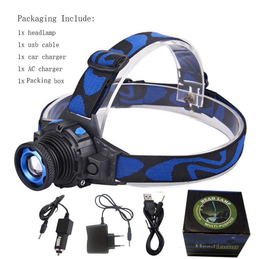 

Litwod USB rechargeable Bright Headlamp Q5 Zoomable LED Headlight Build-in Rechargeable Battery Z102308 fishing Head Lamp