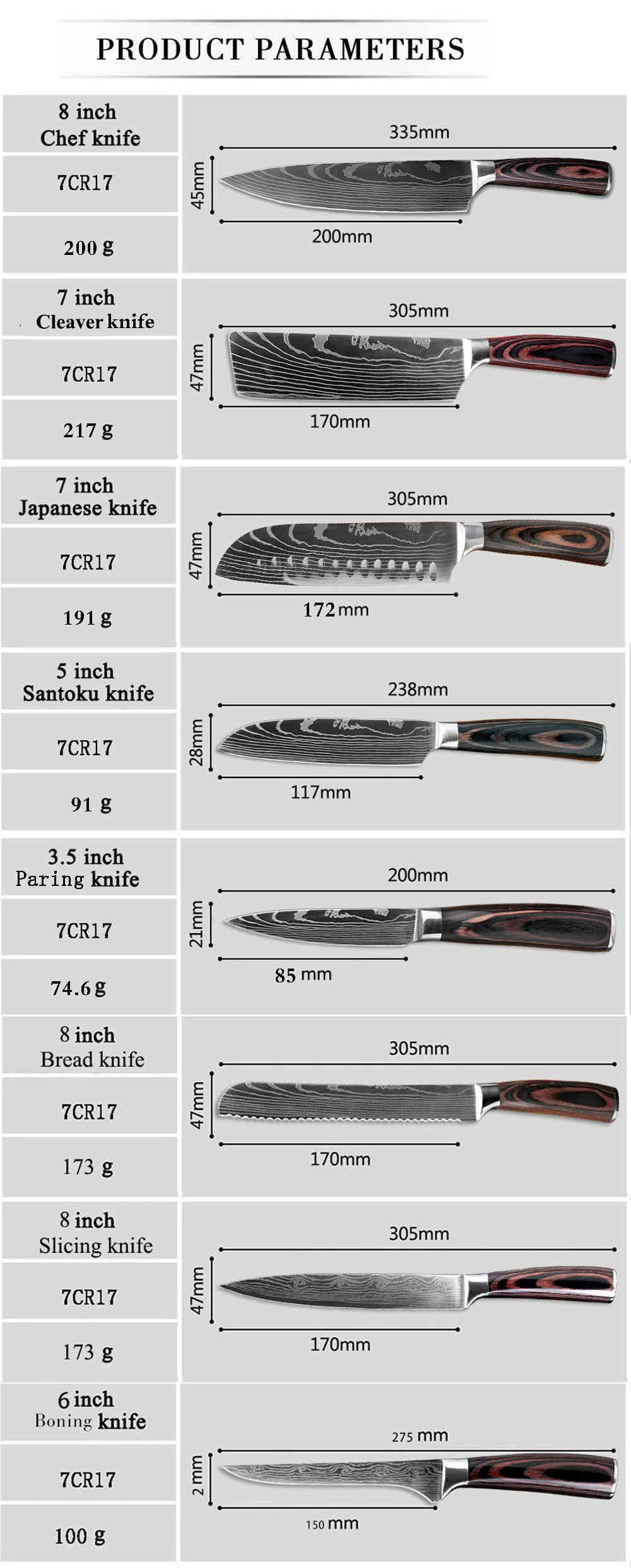 Yakushi Knives Full Set (8 pieces) - Official Retailer