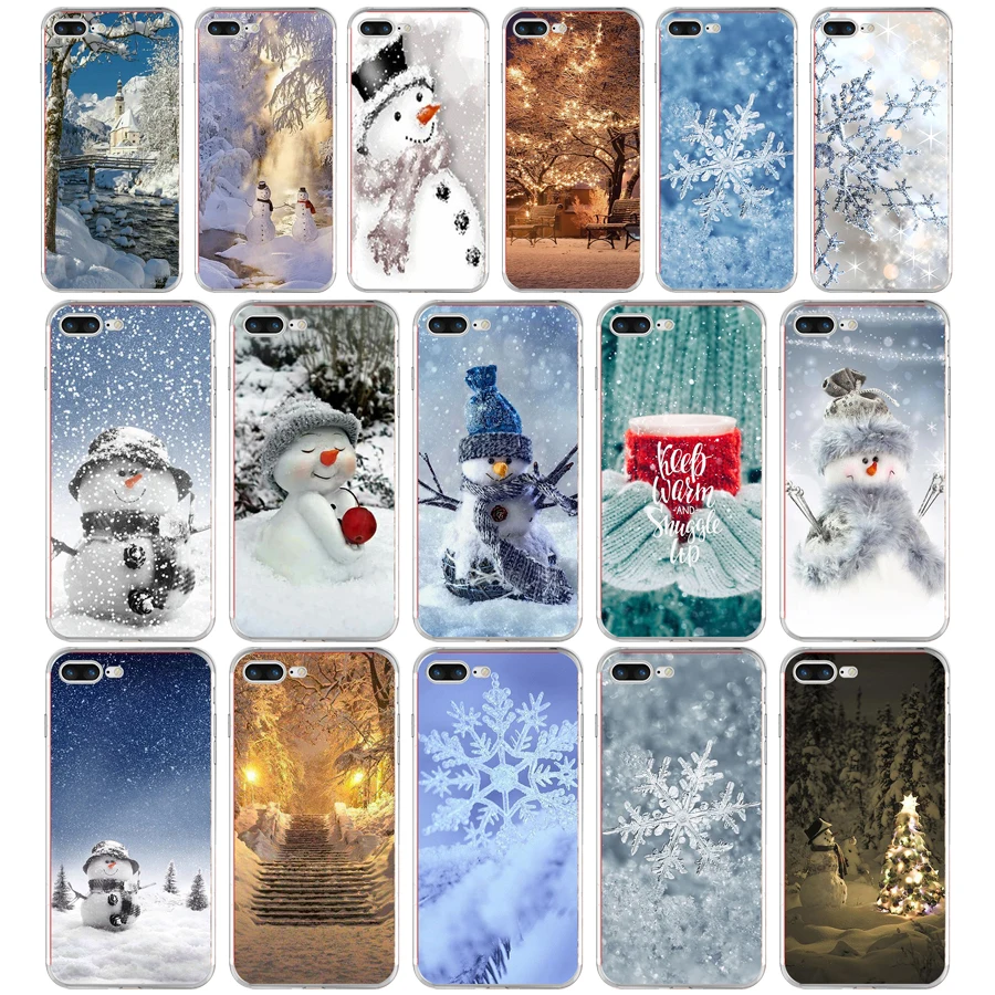 

241H Animated Winter snowman snow Soft TPU Silicone Cover Case For Apple iPhone 6 6s 7 8 plus Case