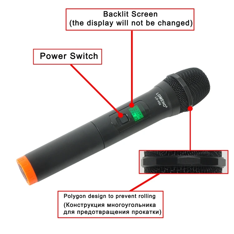 LOMEHO LO-V02 VHF двухканальный ручной микрофон для караоке семейные вечерние беспроводные микрофон ручной беспроводной микрофон