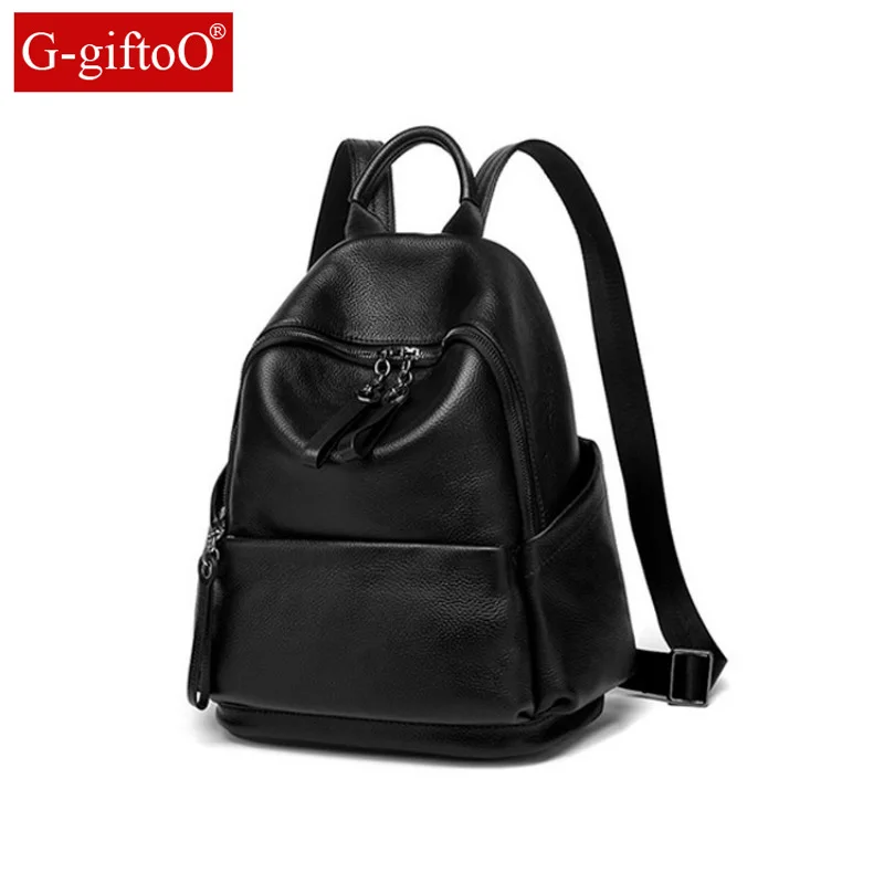 Fashion Color 100% Genuine Leather Casual Women&#39;s Backpacks Casual Travel Knapsack Laptop Bag ...