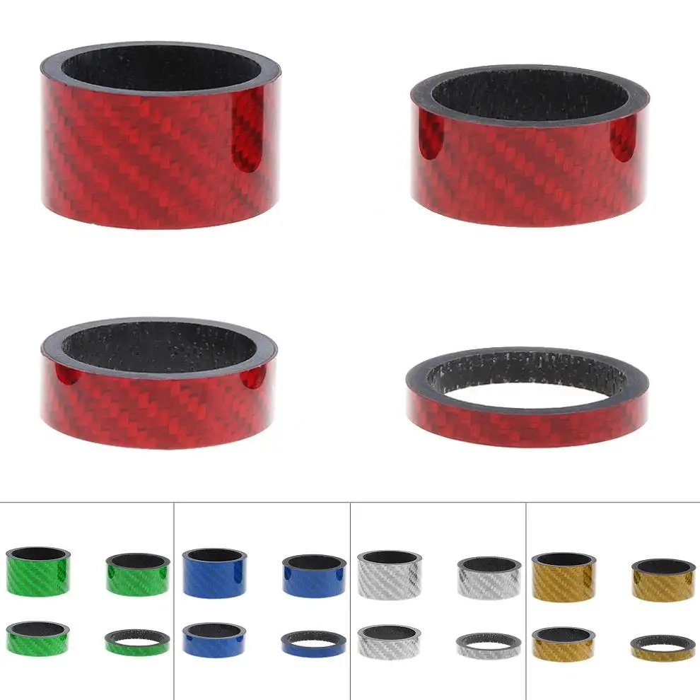 

4Pcs/set 5/10/15/20mm Carbon Bike Fork Headset Stem Spacer MTB 28.6mm Fork Washer Cap For Road/ Mountain Bicycle