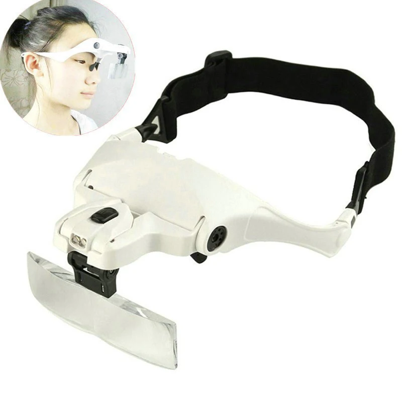 Headhand Светодиодная лампа с лупой для макияжа/татуировки/прививки ресниц