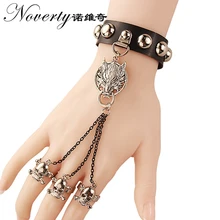 Хип-Хоп Ретро готический панк Рок волк кожаный браслет с заклепками с черепом женские модные подарки дата и вечерние FYSL035